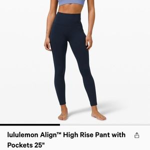BNWT-Lululemon align navy blue tights with pockets